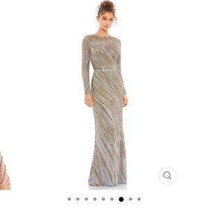 MAC DUGGAL - LONG SLEEVE BEADED COLUMN GOWN